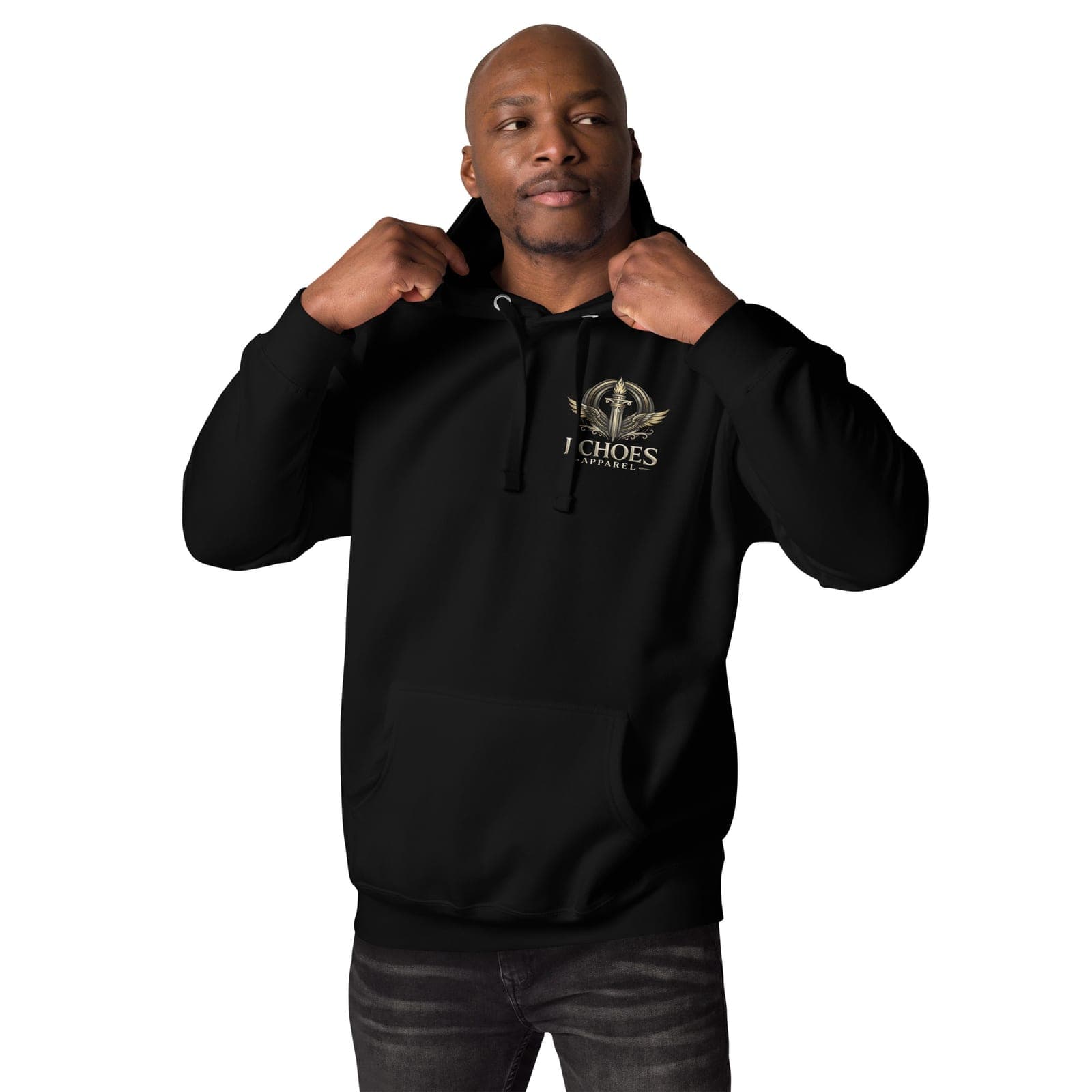 Faith Over Fear Hoodie, Black, Front, worn