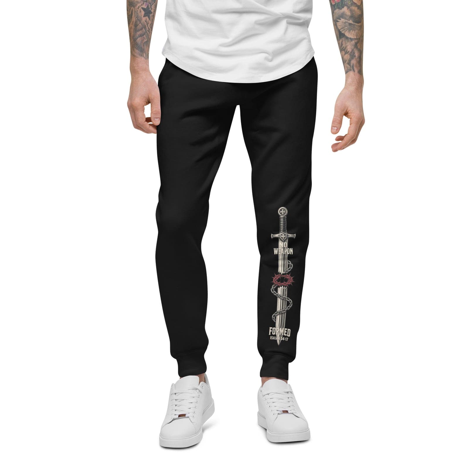 No Weapon Formed Sweatpants, Black, Front, worn
