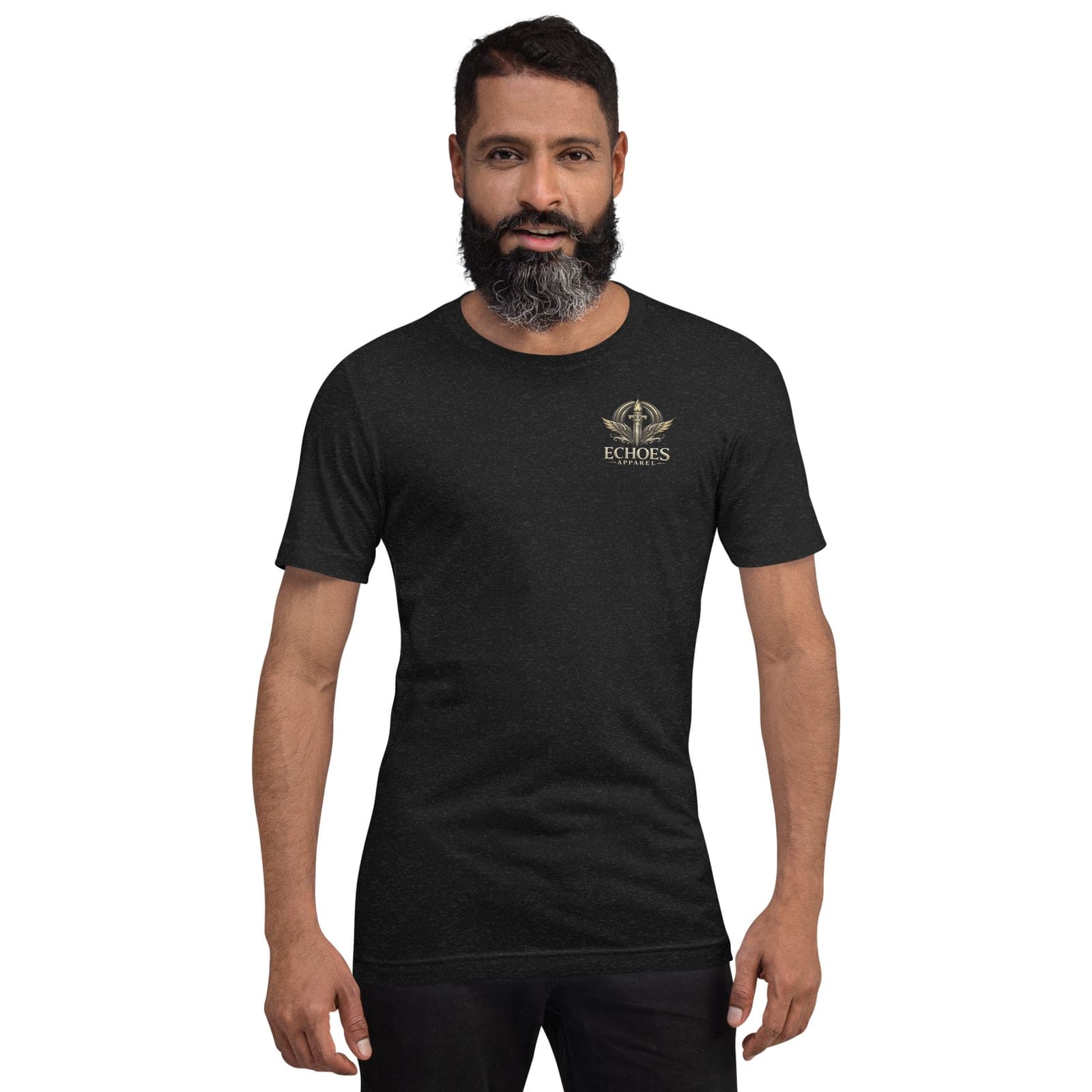 Prometheus T-Shirt, Black Heather, Front, worn