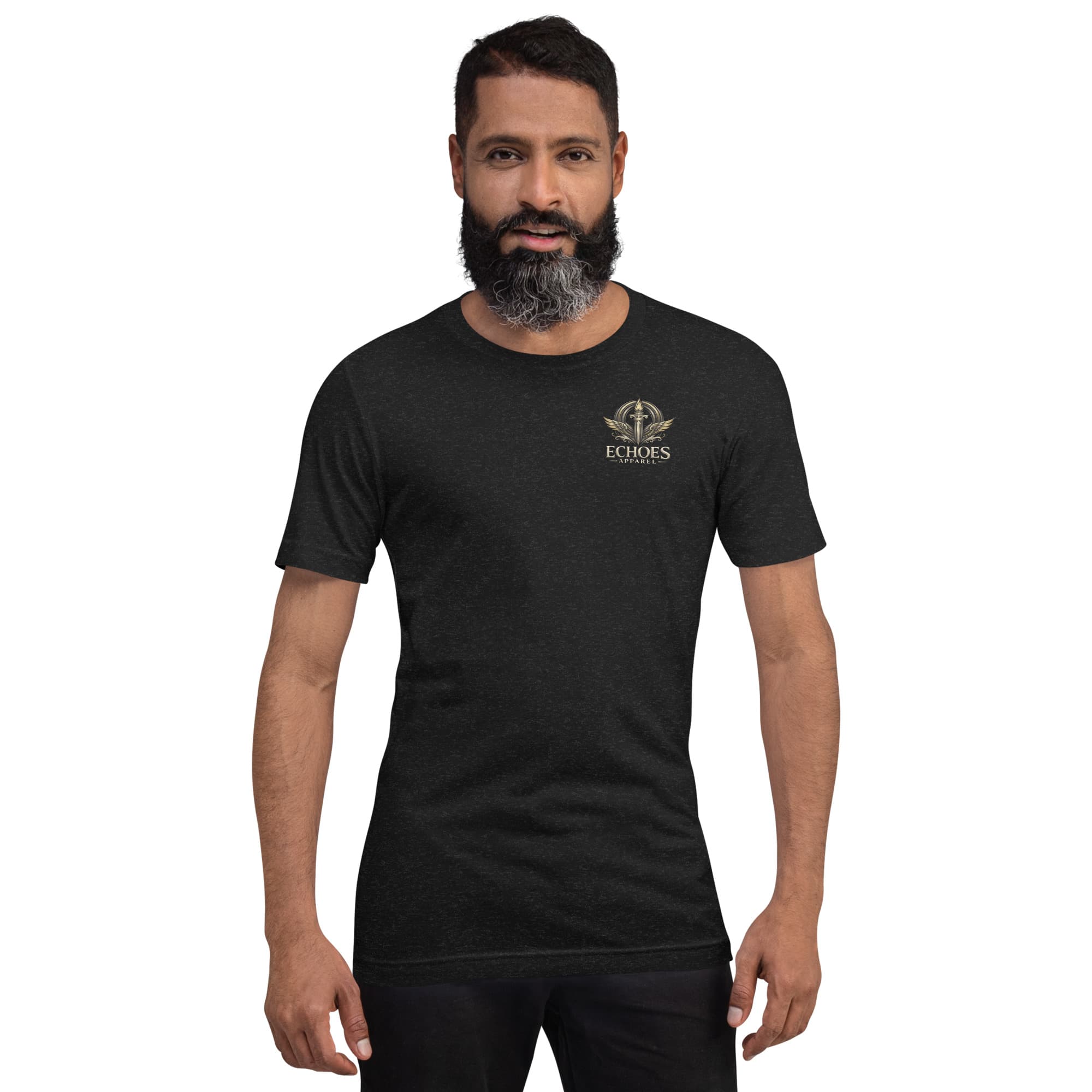 Unidentified T-Shirt, Black Heather, Front, worn