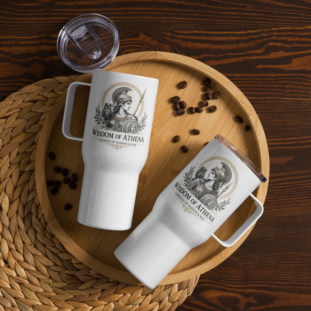 Athena's Wisdom Travel Mug, White