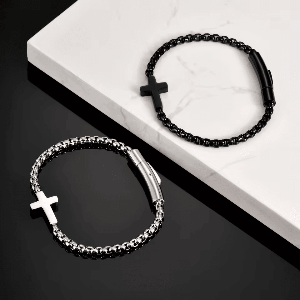 Cross Chain Bracelet, Silver