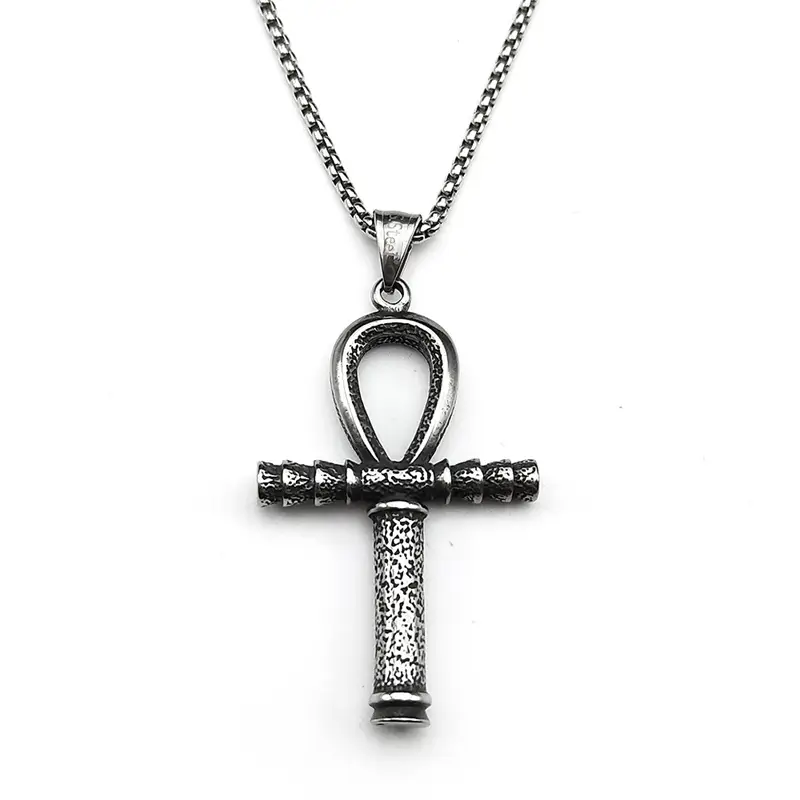 Eye of Ra Ankh Necklace, Silver